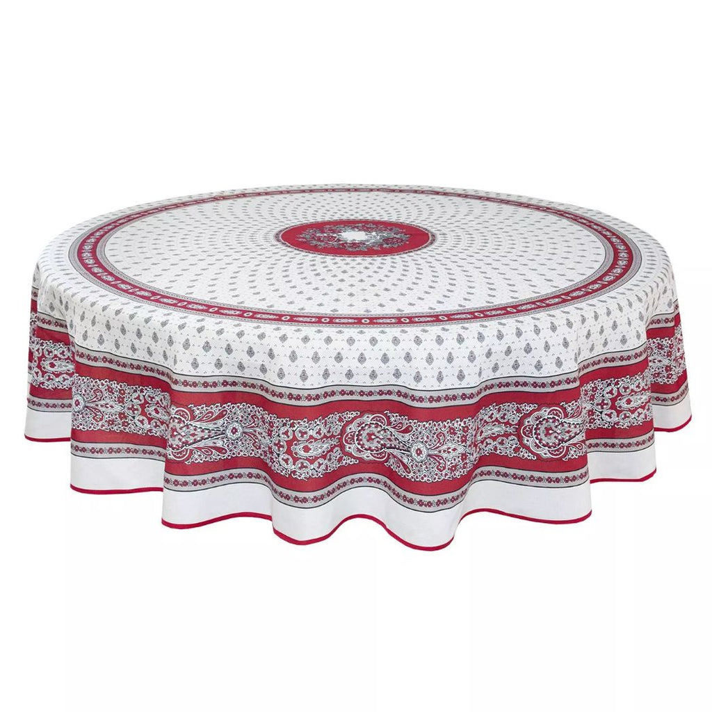 Abwaschbare Tischdecke mit Blumenmuster weiss rot