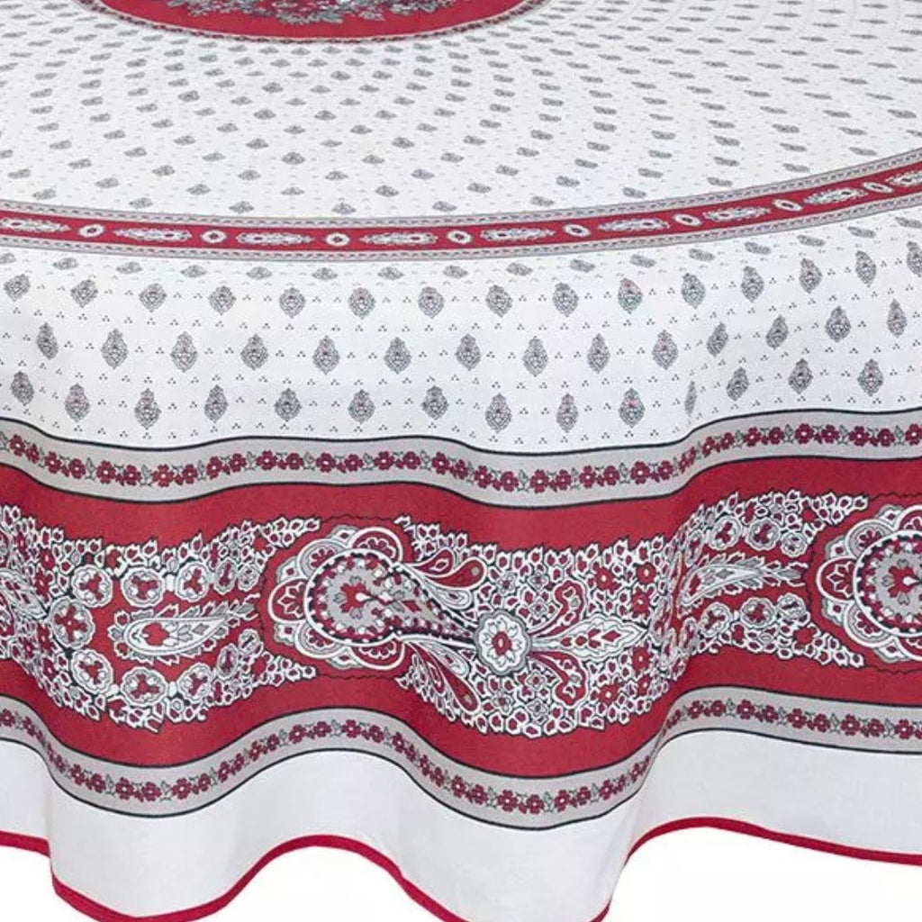 Abwaschbare Tischdecke mit Blumenmuster weiss rot