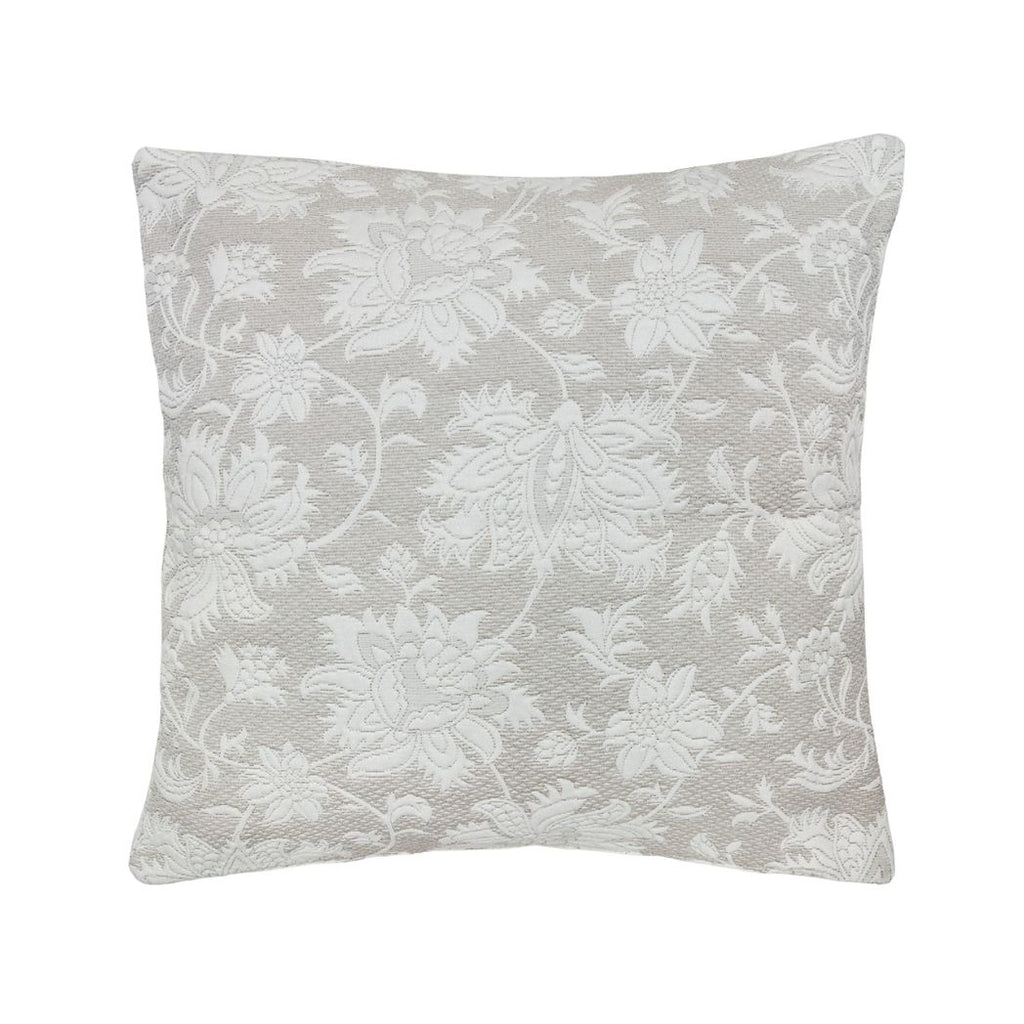 Kissen Jacquard mit Blumen Muster beige